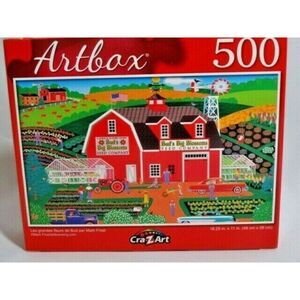 Bud's Big Blossom Seed Company Artbox Cra-Z-Art Red Barn Jigsaw Puzzle 500-Pc